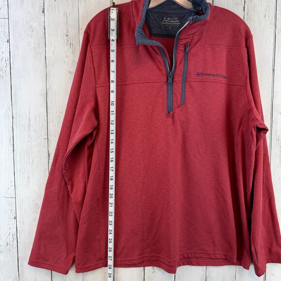Vineyard Vines Red On-The-Go Shep Golf Pullover Performance 1/4 Zip Size Large - Picture 9 of 11